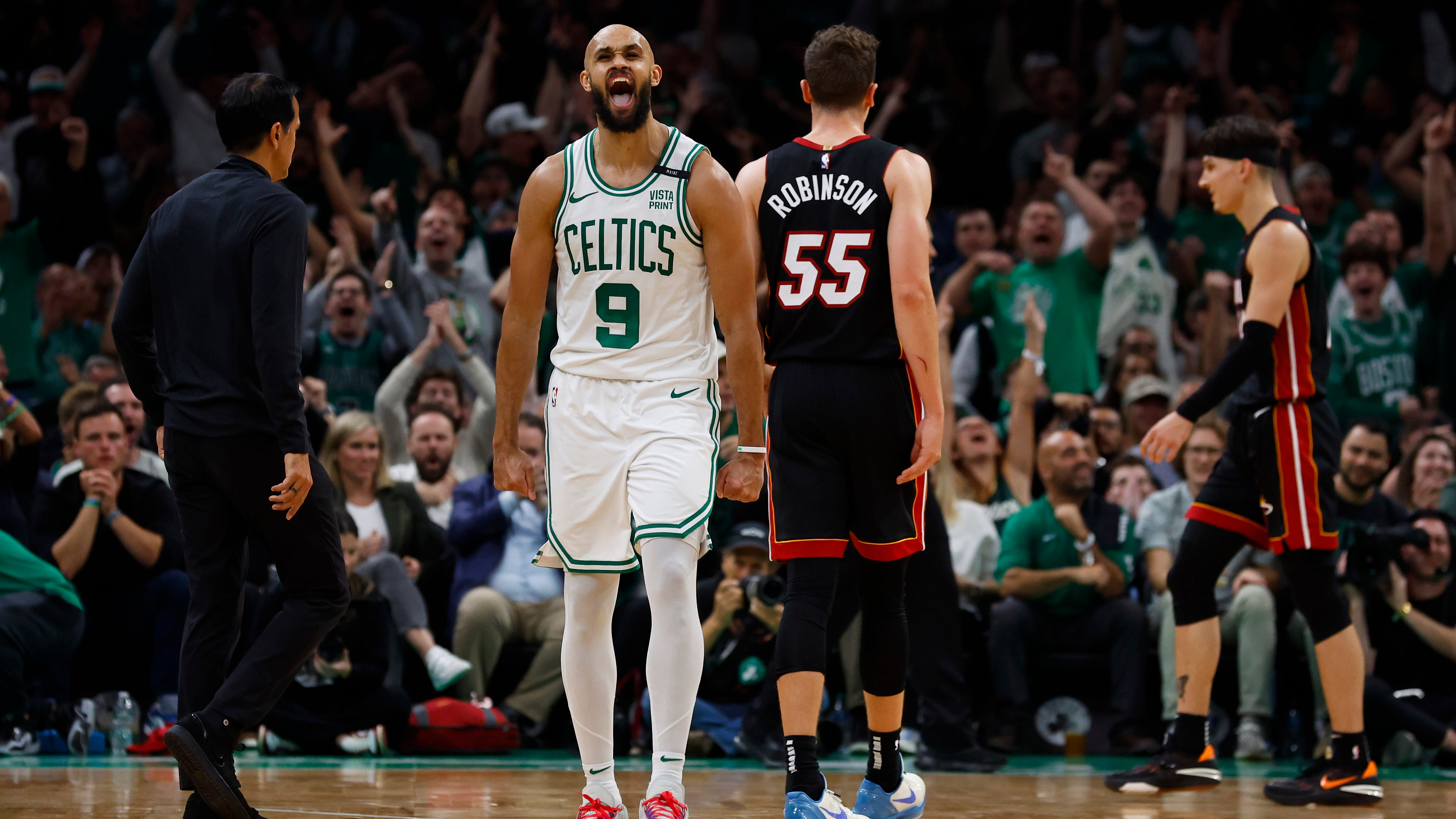 Derrick White, Oshae Brissett provide spark in Celtics' home opener win over Heat