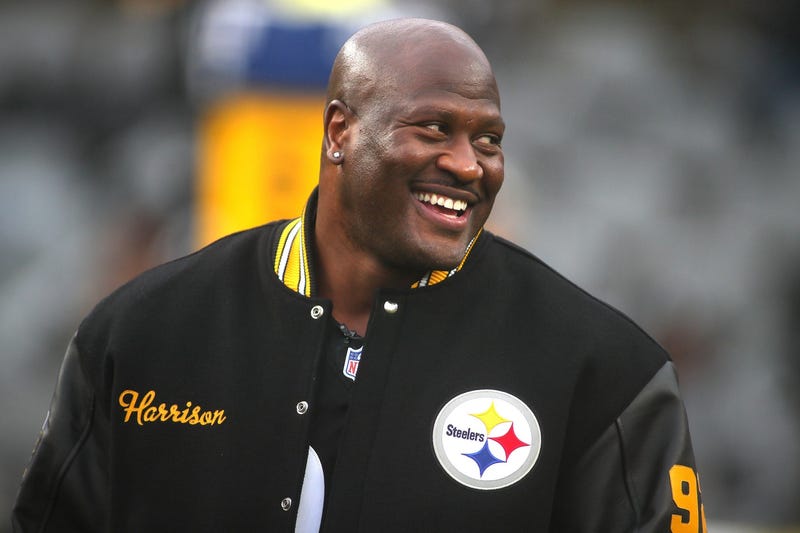 James Harrison in letterman's jacket at Acrisure Stadium