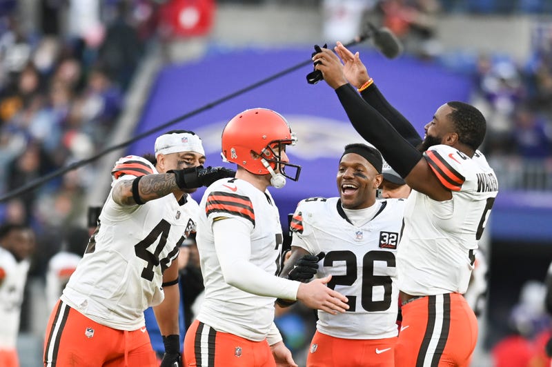 Browns Celebrate A 33-31 Win At Baltimore