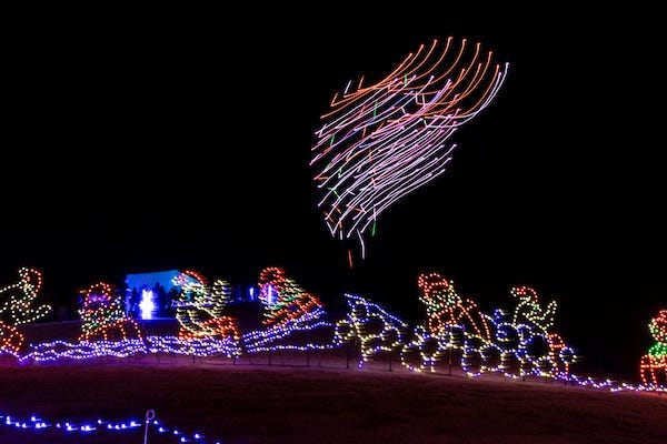 Christmas drone show at night