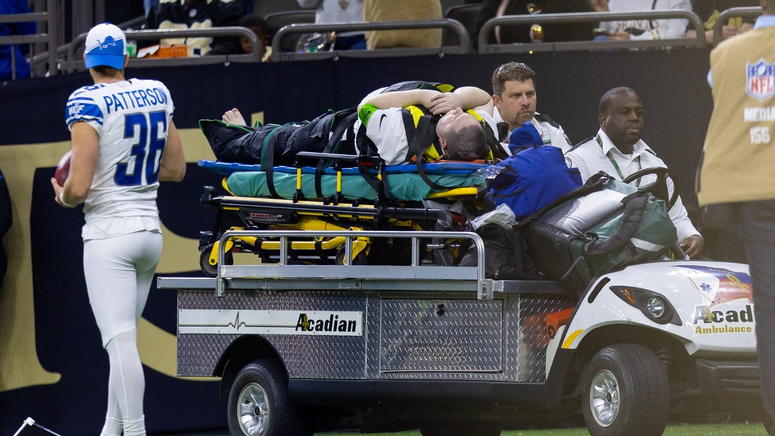 Chain gang member hurt during Saints-Lions game suffered dislocated knee