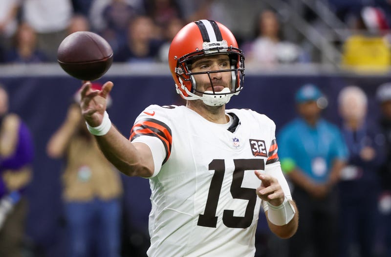 Cleveland Browns quarterback Joe Flacco (15) passes against the Houston Texans in the first quarter at NRG Stadium.