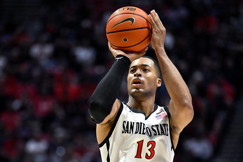 San Diego State Aztecs forward Jaedon LeDee (13) shoots the ball during the first half against the UNLV Rebels at Viejas Arena.