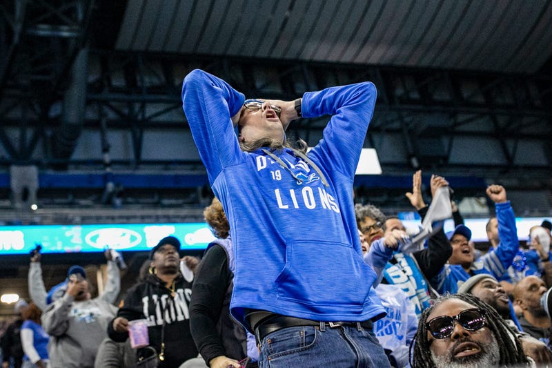 Lions fans react at Ford Field during Sunday's rollercoaster NFC Championship