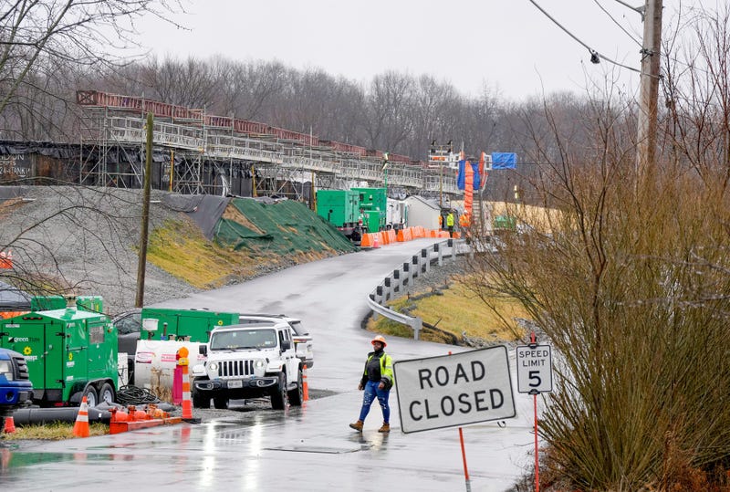 Construction continues Thursday, January 25, 2024 near the site of a train derailment in East Palestine