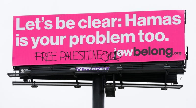 The incident in Detroit isn't the first case of graffiti showing up on Jewish sponsored billboards in the U.S. This tagged billboard was visible traveling south on I-65 at Arthur Street in downtown Louisville on January 29, 2024