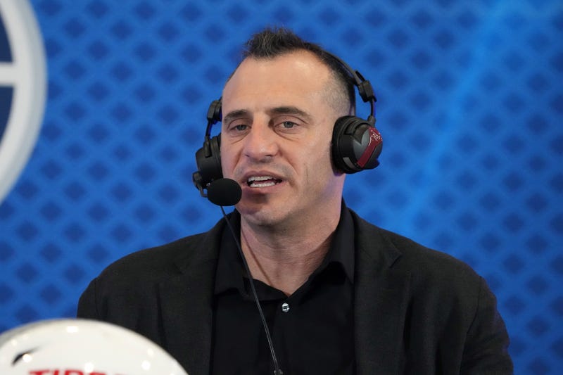 Doug Gottlieb on the Fox Sports set on radio row at the Super Bowl 58 media center at the Mandalay Bay resort and casino