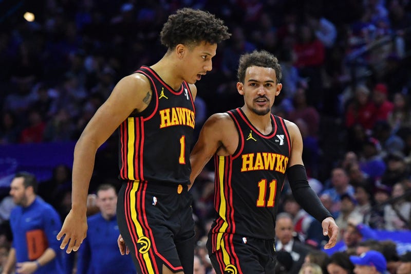 Atlanta Hawks forward Jalen Johnson (1) and guard Trae Young (11)
