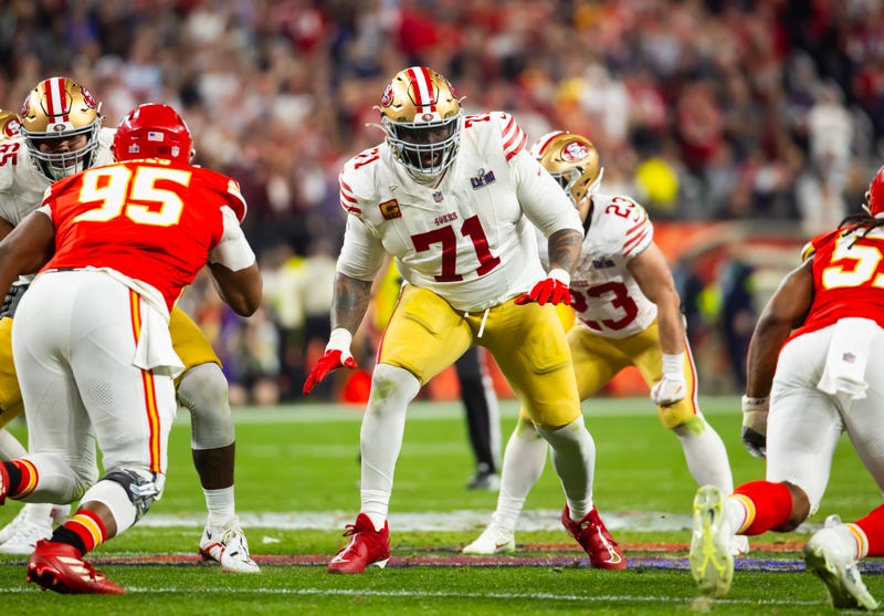 San Francisco 49ers defensive end Trent Williams (71) against the Kansas City Chiefs in Super Bowl LVIII at Allegiant Stadium