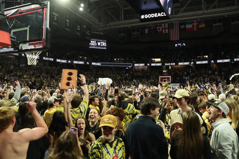 Wake Forest fans storming court after beating Duke