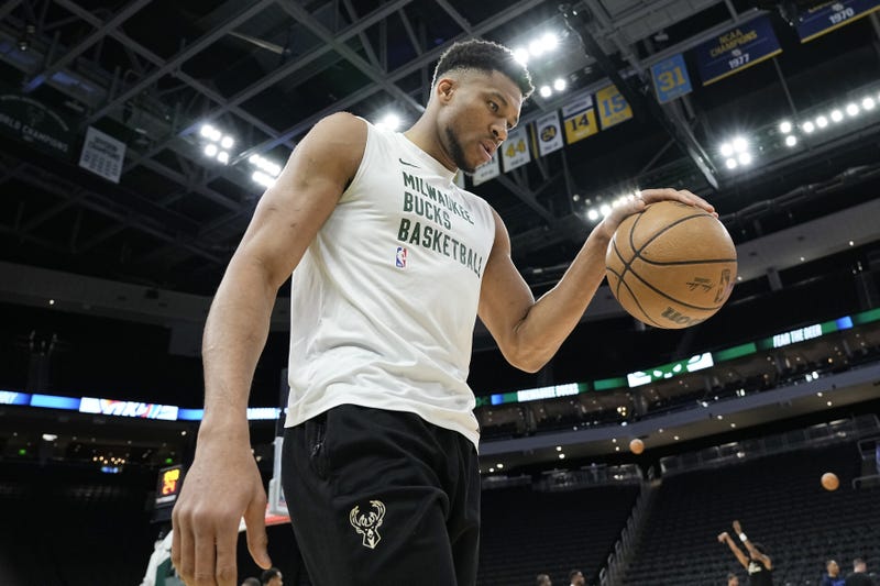 Mar 24, 2024; Milwaukee, Wisconsin, USA; Milwaukee Bucks forward Giannis Antetokounmpo (34) warms up prior to the game against the Oklahoma City Thunder at Fiserv Forum. Mandatory Credit: Jeff Hanisch-USA TODAY Sports