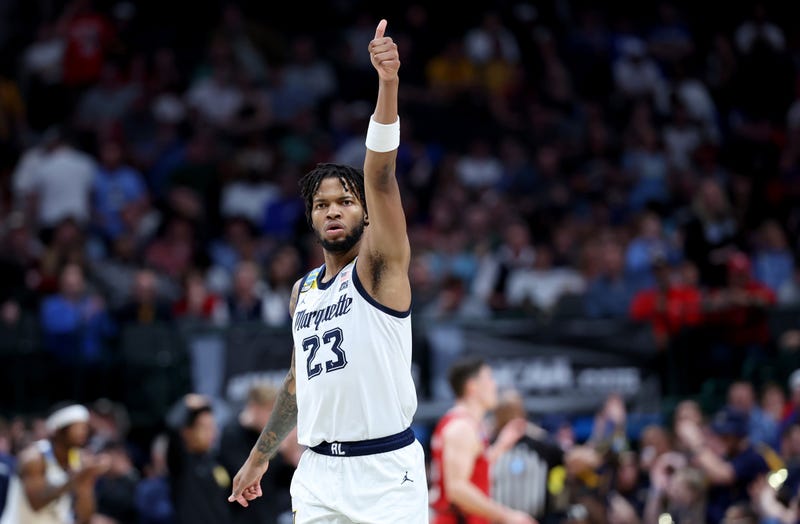 David Joplin (23) reacts after a play during the second half in the semifinals of the South Regional of the 2024 NCAA Tournament