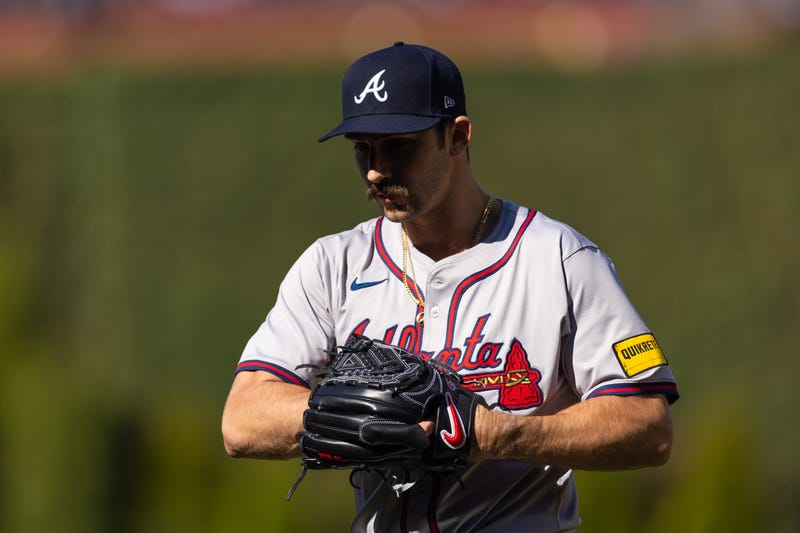 Mar 29, 2024; Philadelphia, Pennsylvania, USA; Atlanta Braves starting pitcher Spencer Strider (99) in action against the Philadelphia Phillies at Citizens Bank Park. Mandatory Credit: Bill Streicher-Imagn Images