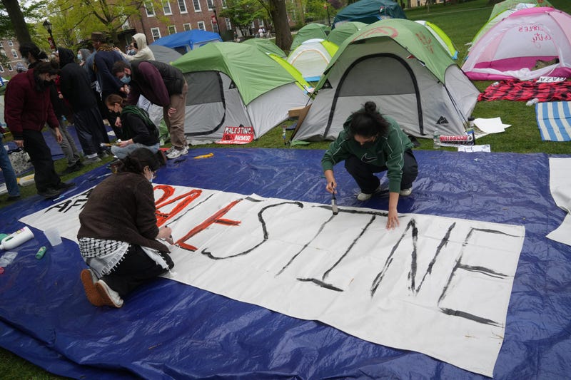 Rutgers students occupy tents and hold rallies outside Murray Hall on April 30, 2024, as part of their protest in support of Palestinians affected by the war in Gaza