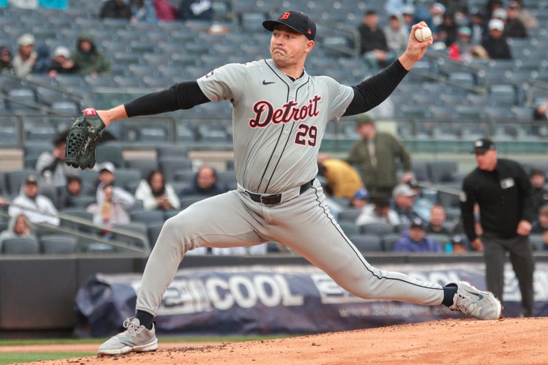 Tarik Skubal throws pitch at Yankee Stadium
