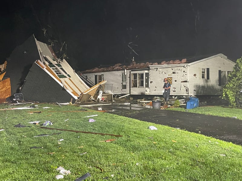 aftermath of a tornado in Portage