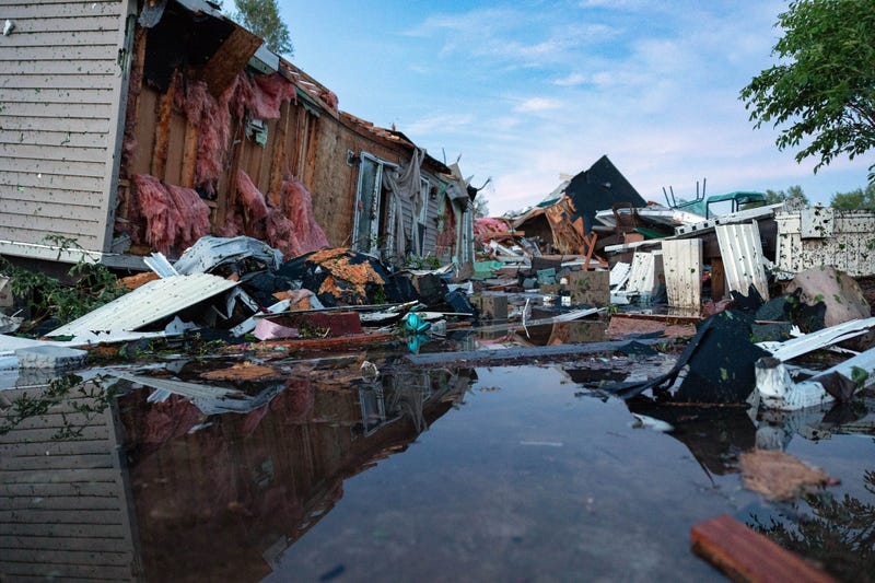 A possible tornado left a wake of damage at a mobile home park in Portage, Michigan.