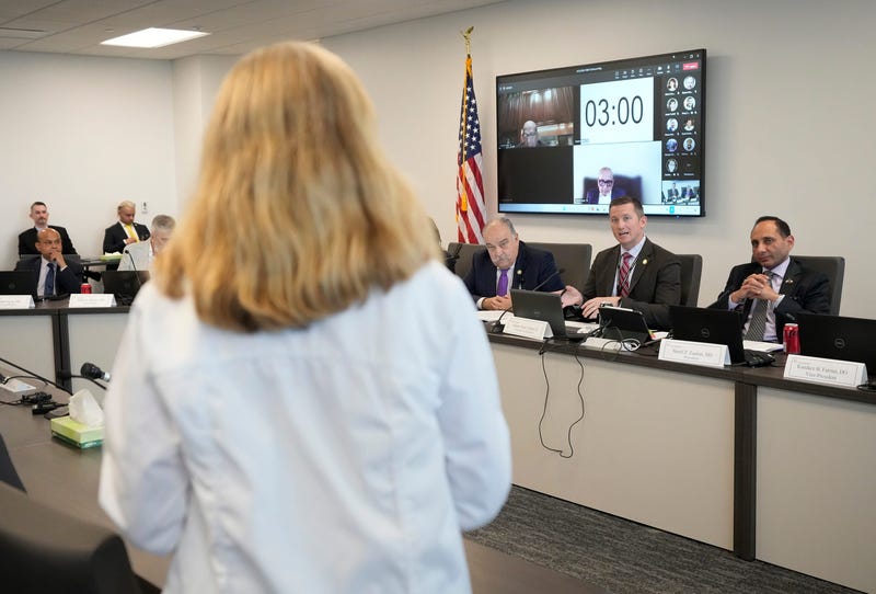 Dr. Ingrid Skop speaks at the Texas Medical Board meeting to discuss guidance around physicians for medical exceptions to the state’s abortion ban laws at the George H.W. Bush State Office Building Friday, March 22, 2024.