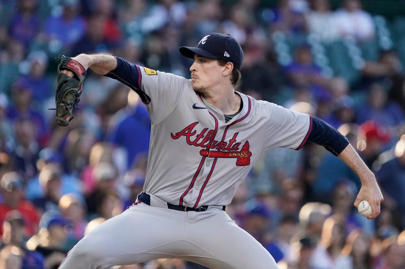Atlanta Braves pitcher Max Fried (54) throws the ball against the Chicago Cubs during the first inning at Wrigley Field.