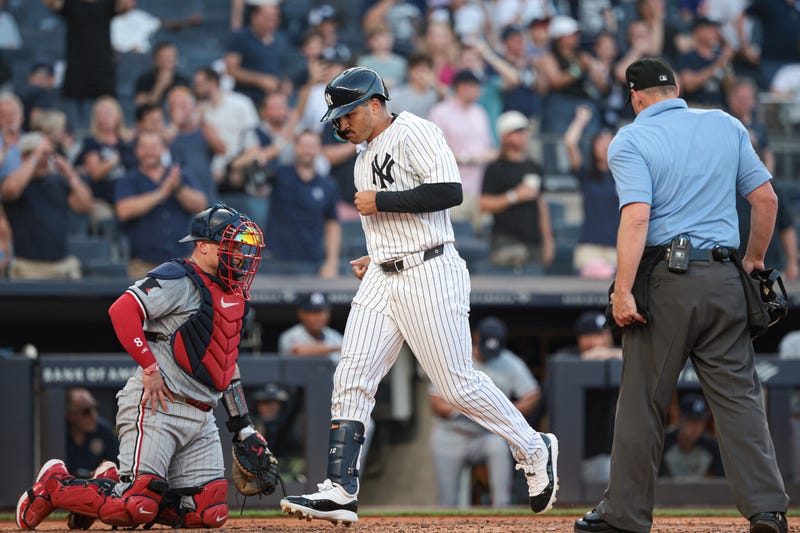 The Yankees celebrate yet another home run off the Twins during their 8-5 win Thursday.