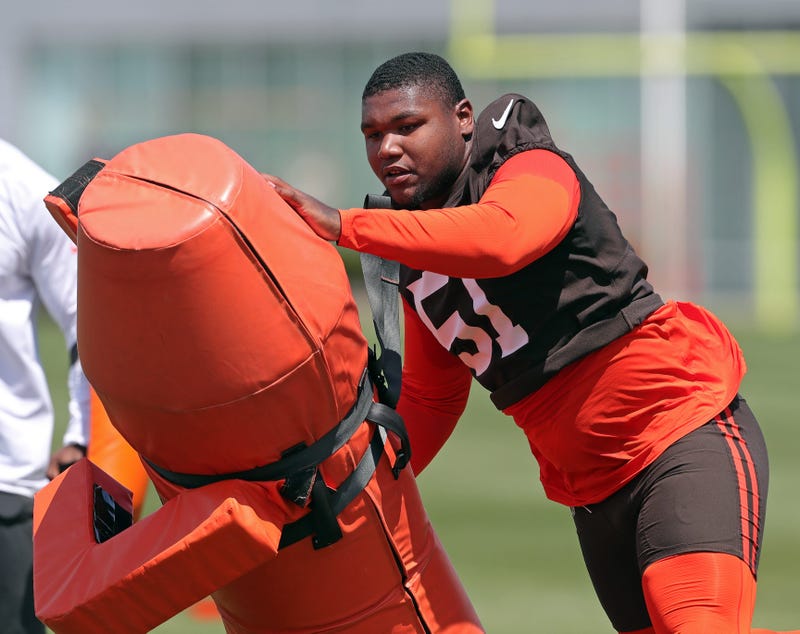Browns defensive tackle Mike Hall Jr. participates in drills during minicamp, Thursday, June 13, 2024, in Berea.