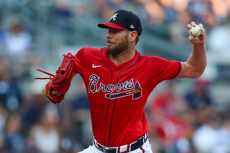 Atlanta Braves starting pitcher Chris Sale (51) throws against the Tampa Bay Rays in the first inning at Truist Park. 