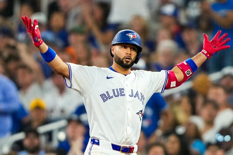 Isiah Kiner-Falefa raising arms in air