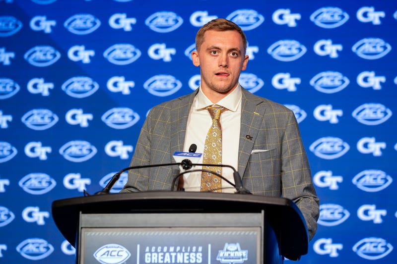 Jul 22, 2024; Charlotte, NC, USA; Georgia Tech quarterback Haynes King speaks to the media during ACC Kickoff at Hilton Charlotte Uptown. Mandatory Credit: Jim Dedmon-USA TODAY Sports