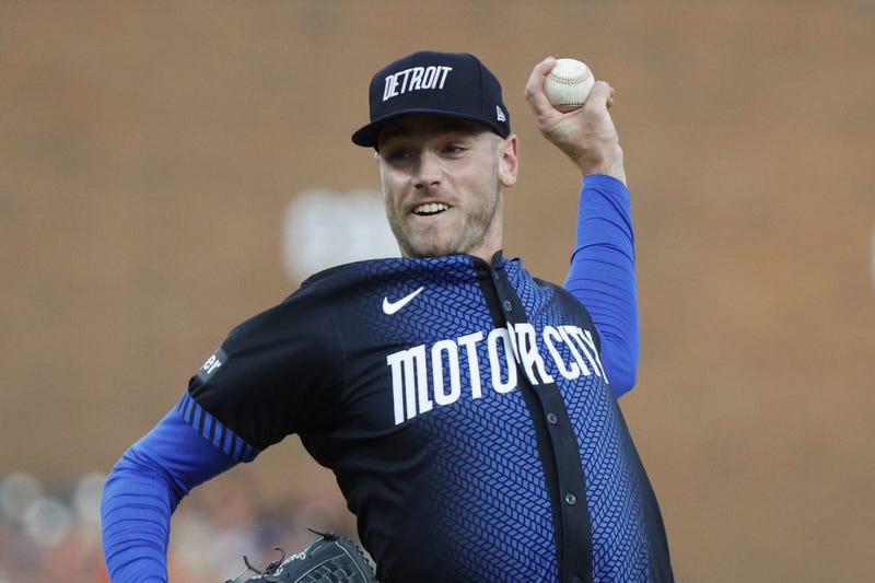 Joey Wentz pitching for Detroit