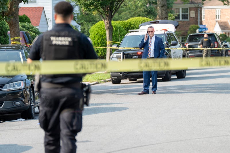 Police officers respond to a homicide investigation on Hickory Street in Teaneck on Thursday, August 15, 2024