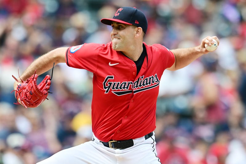 Cleveland Guardians starting pitcher Matthew Boyd throws a pitch during the first inning against the Texas Rangers at Progressive Field