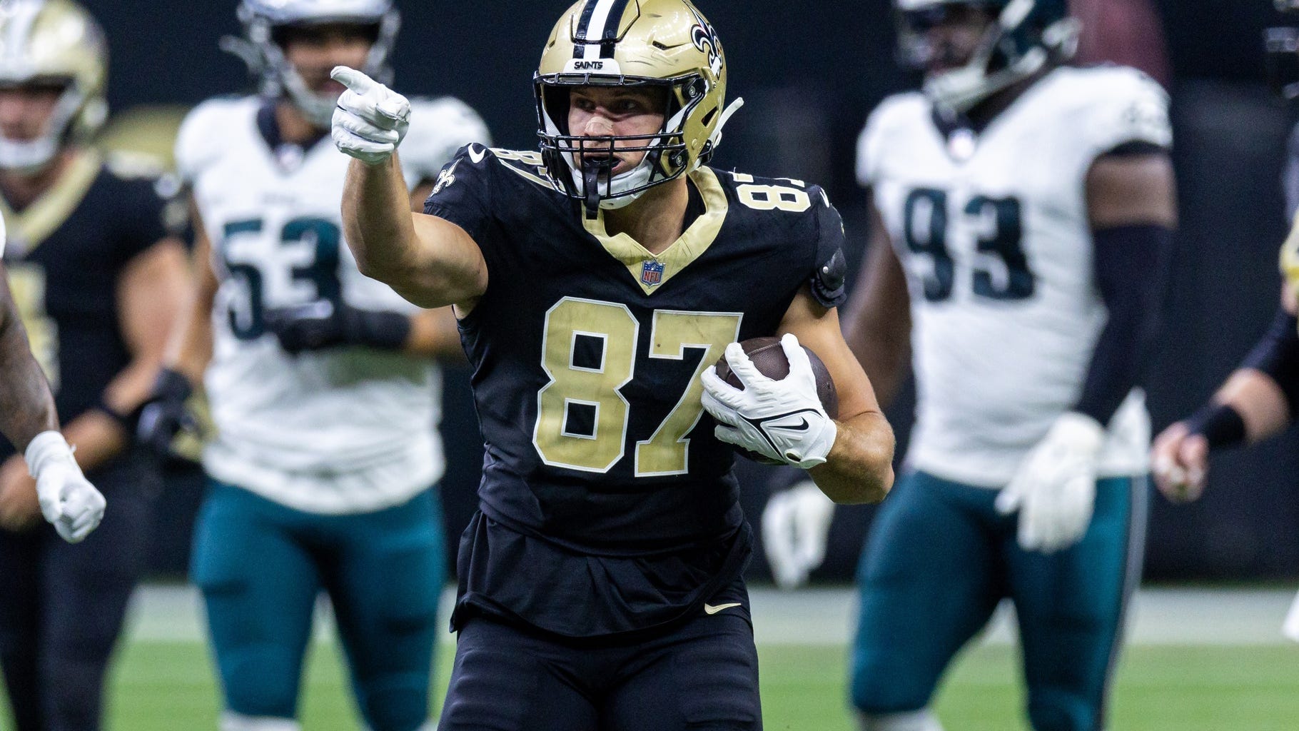 Foster Moreau valuing every rep in long-awaited return to Saints practice