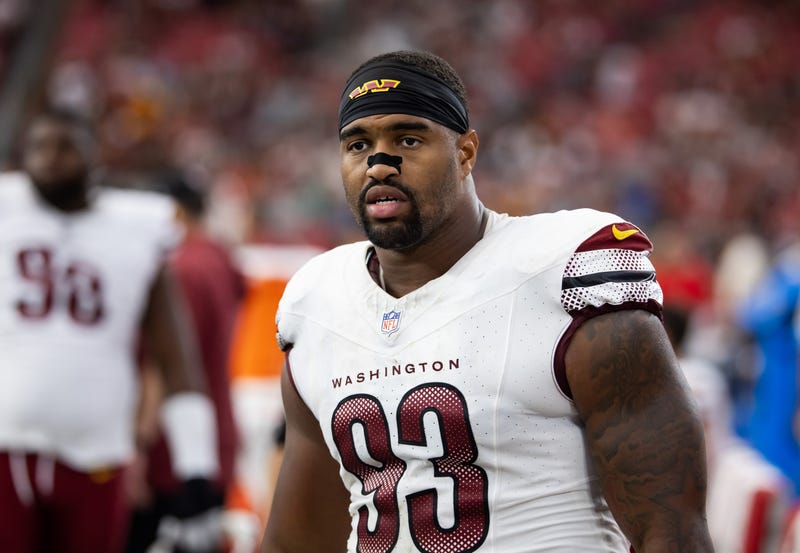 Washington Commanders defensive tackle Jonathan Allen (93) is a prize for the Viking defense in free agency. Allen is a Pro Bowl-caliber defensive tackle when healthy.