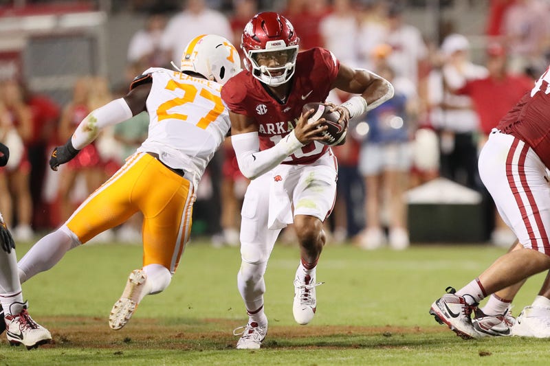Arkansas quarterback Taylen Green