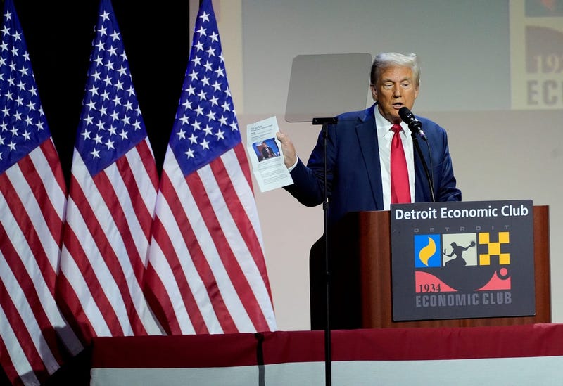 Former President Donald Trump speaks in Detroit