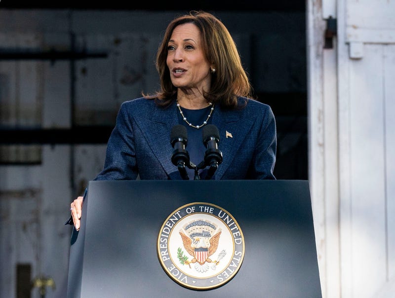 Vice President Kamala Harris speaks during her campaign event at Washington Crossing Historic Park on Wednesday, Oct. 16, 2024.