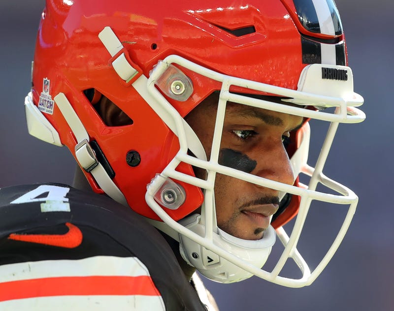 Cleveland Browns quarterback Deshaun Watson heads to the sideline during the first half against the Cincinnati Bengals on Sunday, Oct. 20, 2024, in Cleveland, Ohio.