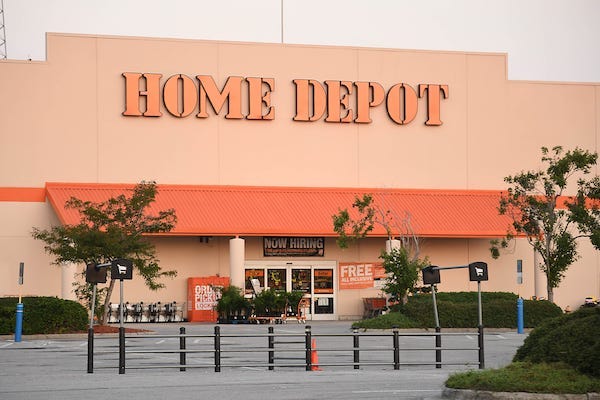 Outside a Home Depot store