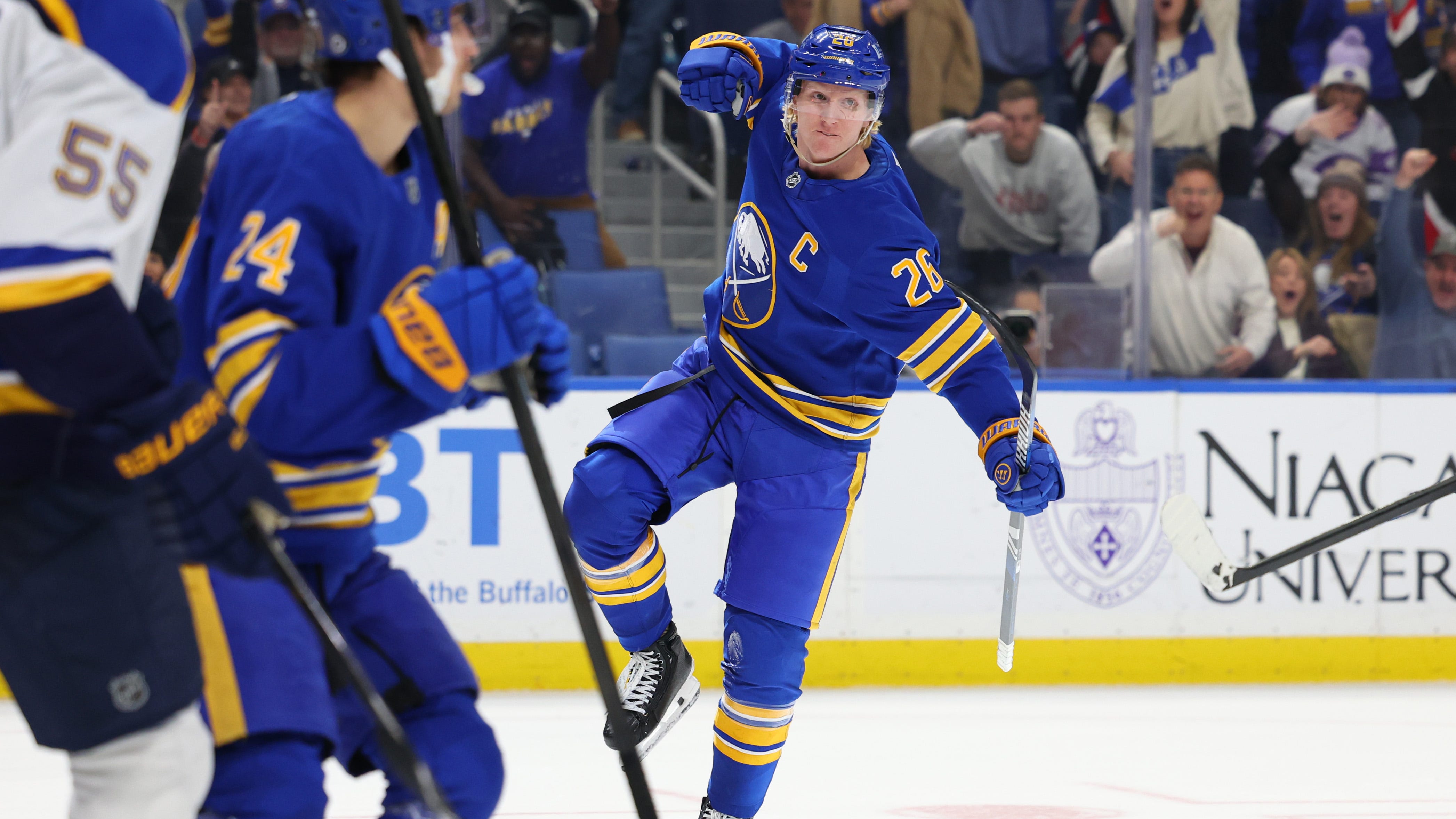 Sabres come back to beat Blues in overtime