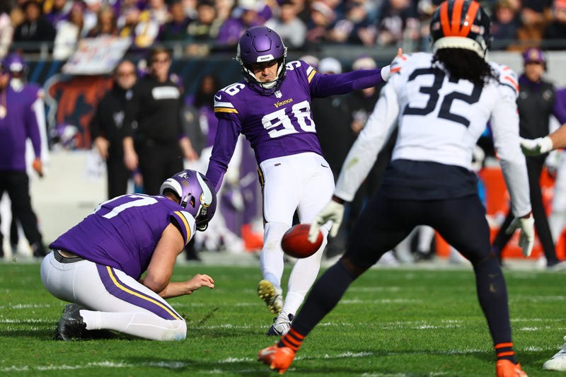 John Parker Romo (96) kicks a PAT against the Chicago Bears during the second quarter at Soldier Field