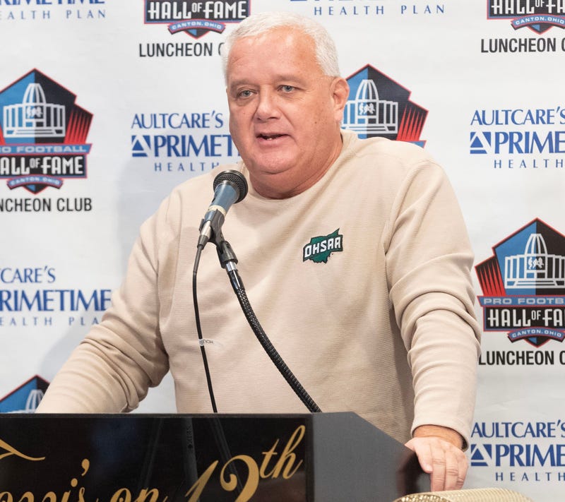 Doug Ute, executive Director of OHSAA, speaks to the Hall of Fame Luncheon Club, Monday, Dec. 2, 2024, at Tozzi's on 12th.