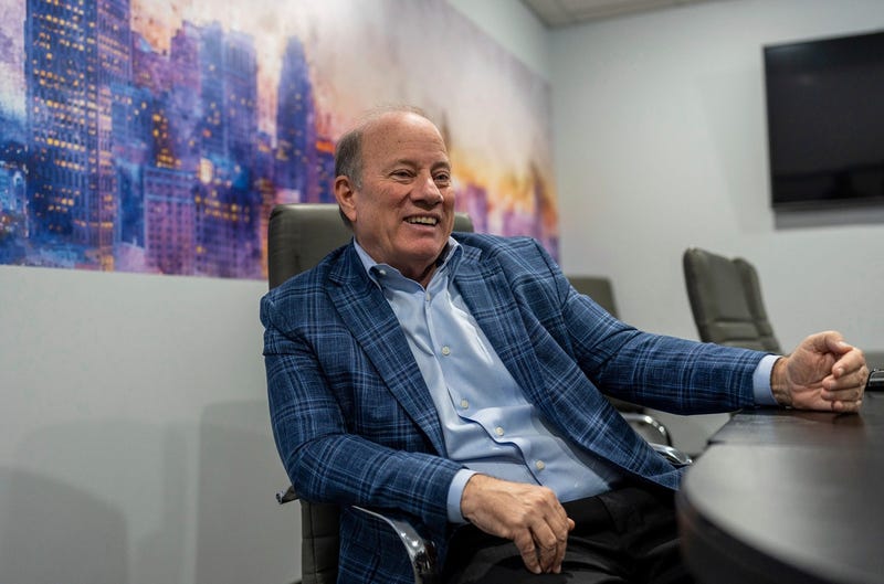 Mayor Mike Duggan sits for an interview
