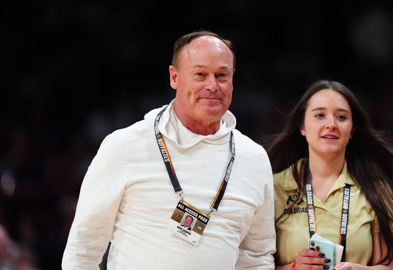 Dec 7, 2024; Boulder, Colorado, USA; Colorado Buffaloes athletic director Rick George during the first half against the Colorado State Rams at CU Events Center. Mandatory Credit: Ron Chenoy-Imagn Images