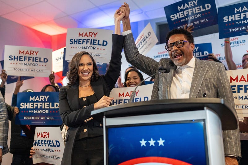 Mary Sheffield at a campaign event with Judge Greg Mathis