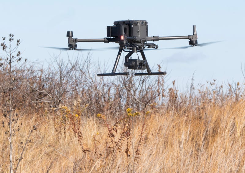 A large drone is demonstrated before the start of a press conference in Seaside Heights to address the drone sightings across the region, Dec. 14, 2024.