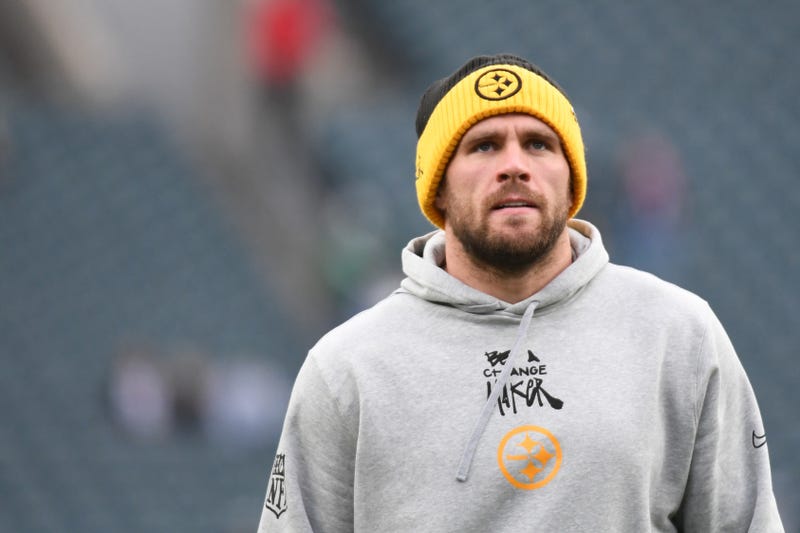 TJ Watt looking up with practice gear on