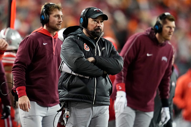 Ohio State Buckeyes head coach Ryan Day watches from the sideline during the first half of the College Football Playoff first round game against the Tennessee Volunteers at Ohio Stadium in Columbus on Dec. 21, 2024.