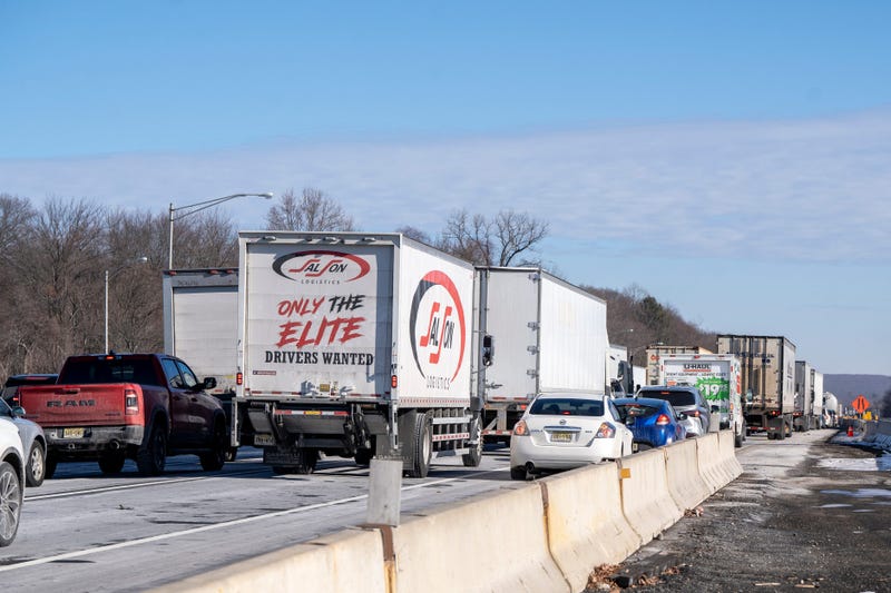 Traffic was snarled into the afternoon because of the sinkhole