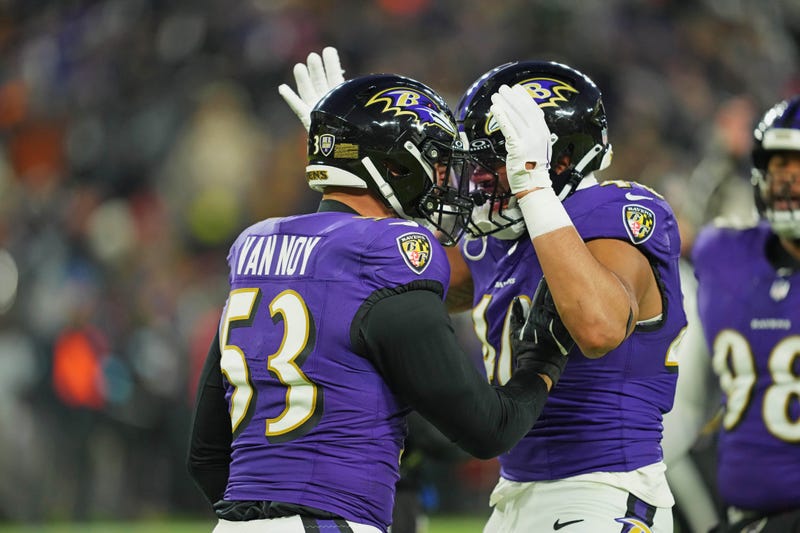 Ravens celebrate sack
