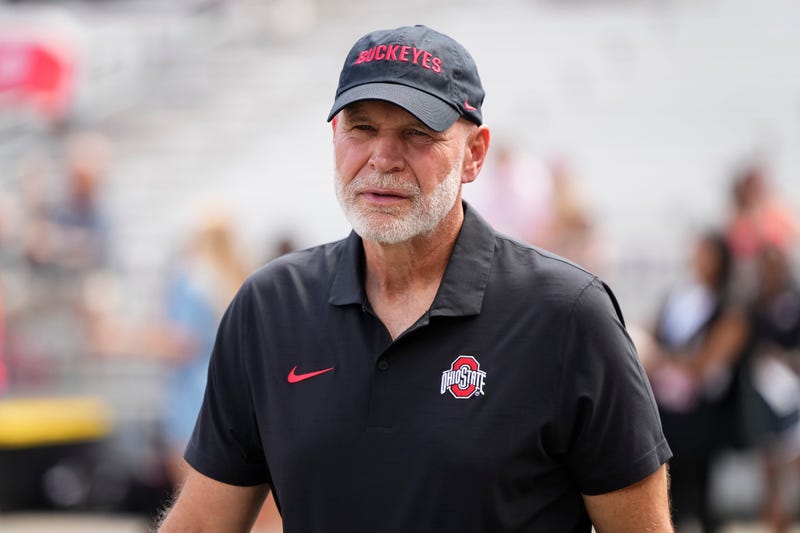 Aug 31, 2024; Columbus, OH, USA; Ohio State Buckeyes defensive coordinator Jim Knowles walks the sideline prior to the NCAA football game against the Akron Zips